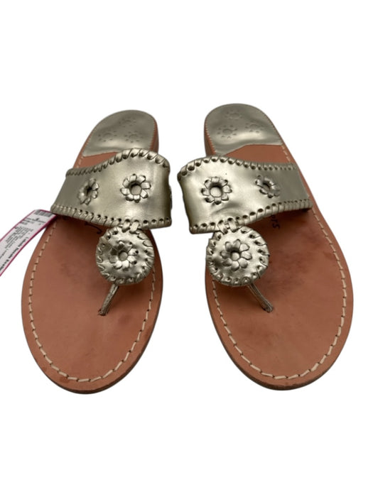 Jack Rogers Shoe Size 9 Pale Gold Leather Whipstitch Thong Sandals Pale Gold / 9