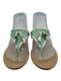 Jack Rogers Shoe Size 9 Green & White Leather Thong Wrapped Flat Sandals Green & White / 9