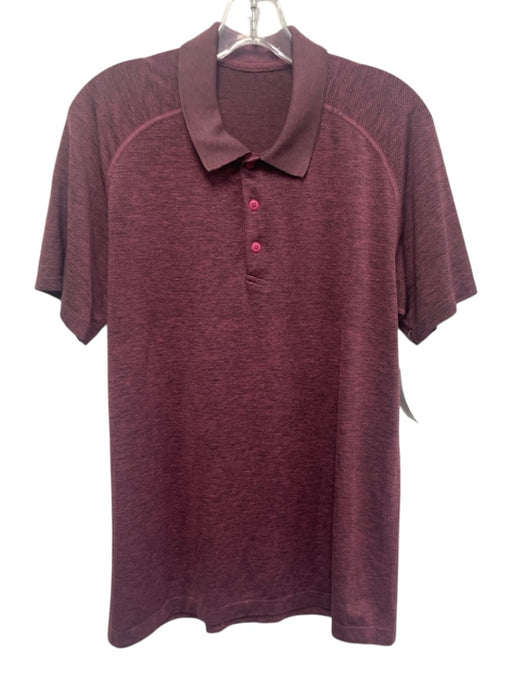 Lululemon Size Est M Pink Synthetic Heathered Athletic Polo Men's Short Sleeve Pink / Est M