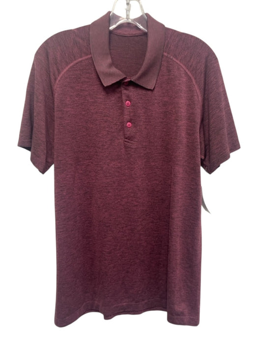 Lululemon Size Est M Pink Synthetic Heathered Athletic Polo Men's Short Sleeve Pink / Est M