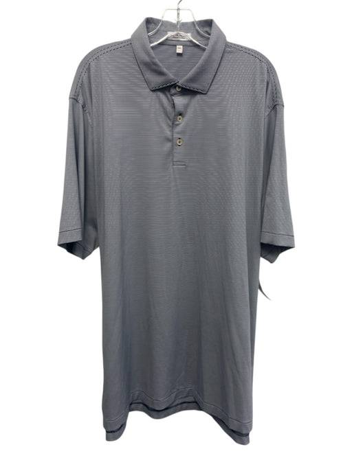Peter Millar Size XXL Blue & White Synthetic Striped Polo Men's Short Sleeve Blue & White / XXL