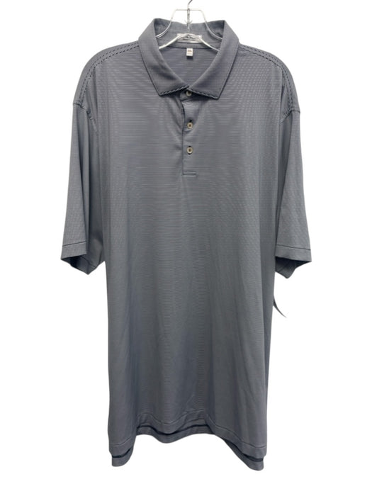 Peter Millar Size XXL Blue & White Synthetic Striped Polo Men's Short Sleeve Blue & White / XXL