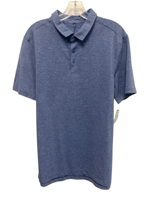 Lululemon Size Est L Blue Synthetic Heathered Polo Men's Short Sleeve Blue / Est L