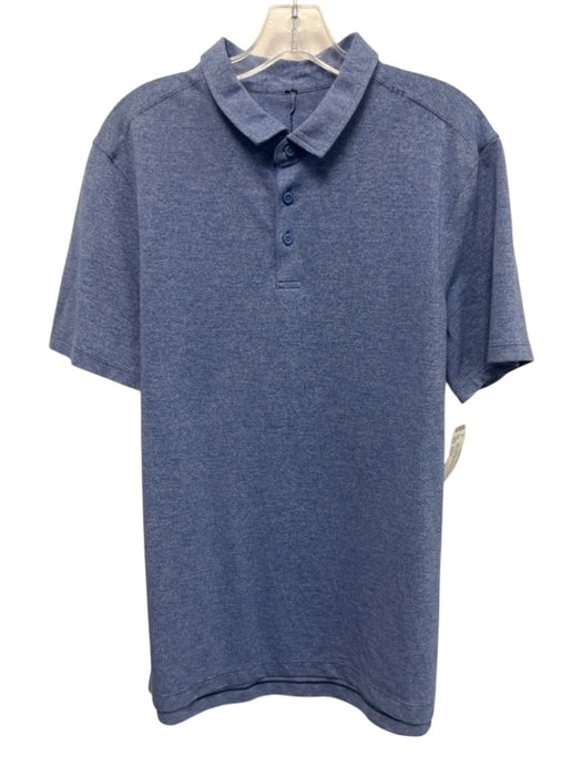 Lululemon Size Est L Blue Synthetic Heathered Polo Men's Short Sleeve Blue / Est L