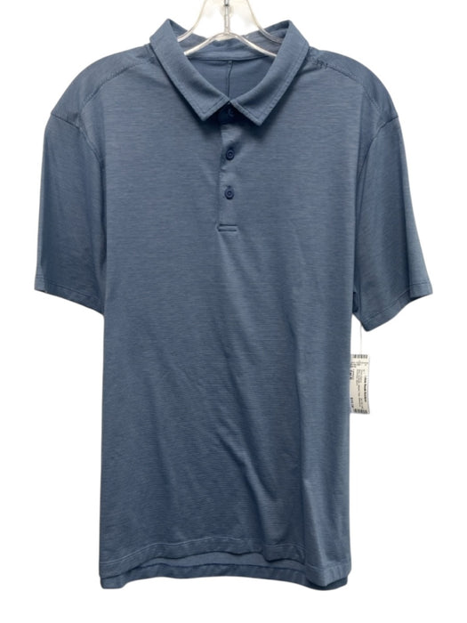 Lululemon Size Est M Blue Synthetic Striped Polo Athleisure Men's Short Sleeve Blue / Est M