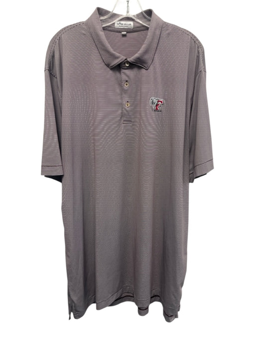 Peter Millar Size XXL Red & White Synthetic Striped Polo Athleisure Short Sleeve Red & White / XXL