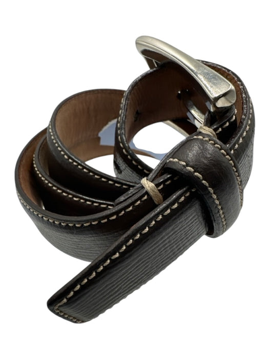 Tumi Brown Leather Solid Men's Belt Brown