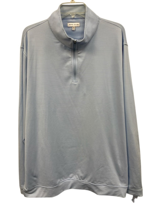 Peter Millar Size XXL Blue & White Synthetic Striped Men's Long Sleeve Shirt Blue & White / XXL