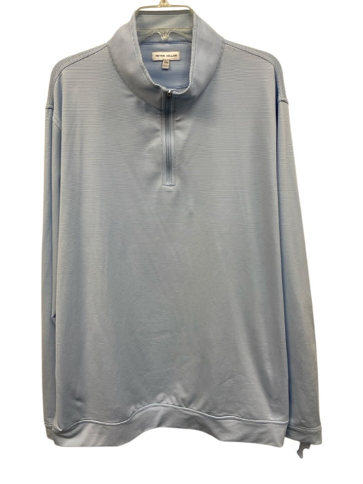 Peter Millar Size XXL Blue & White Synthetic Striped Men's Long Sleeve Shirt Blue & White / XXL