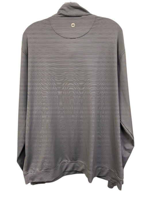 Peter Millar Size XXL Gray & White Synthetic Striped Men's Long Sleeve Shirt Gray & White / XXL