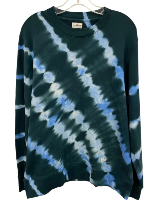 Tory Sport Size Medium Green & Blue Cotton Long Sleeve Tie Dye Sweater Green & Blue / Medium