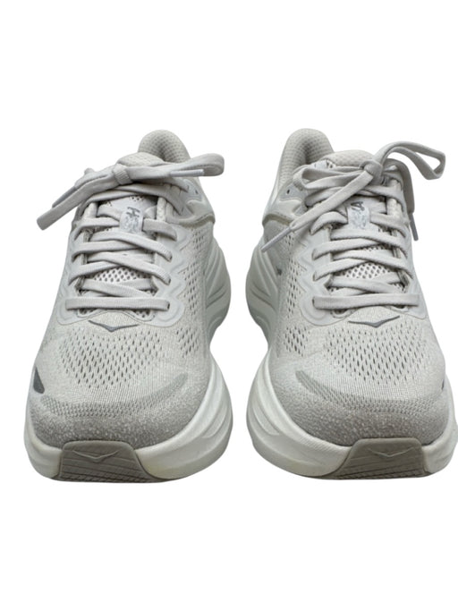 Hoka Shoe Size 9.5 White & Gray Synthetic Mesh Lace Up Logo Foam Sole Sneakers White & Gray / 9.5