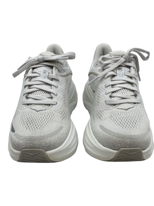Hoka Shoe Size 9.5 White & Gray Synthetic Mesh Lace Up Logo Foam Sole Sneakers White & Gray / 9.5