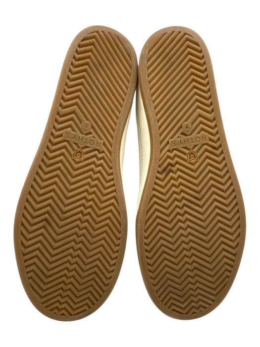 Rothy's Shoe Size 7 Cream, Yellow, Blue Synthetic Lace Up Knit Gum Sole Sneakers Cream, Yellow, Blue / 7