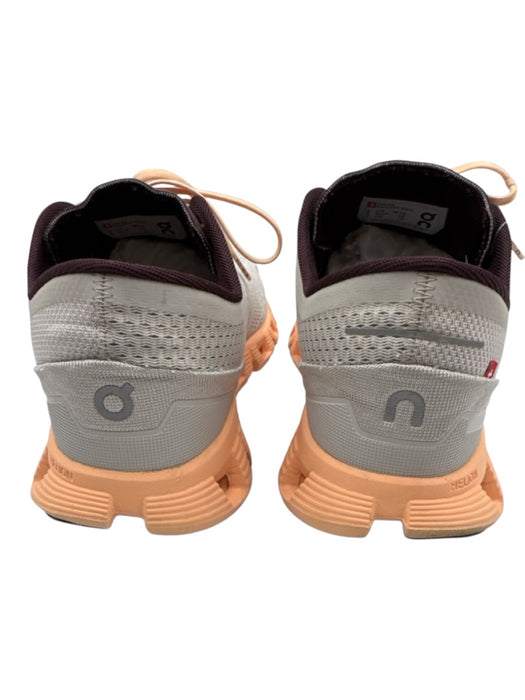 On Cloud Shoe Size 10 Burgundy, Gray, Orange Synthetic Lace Up Low Top Sneakers Burgundy, Gray, Orange / 10