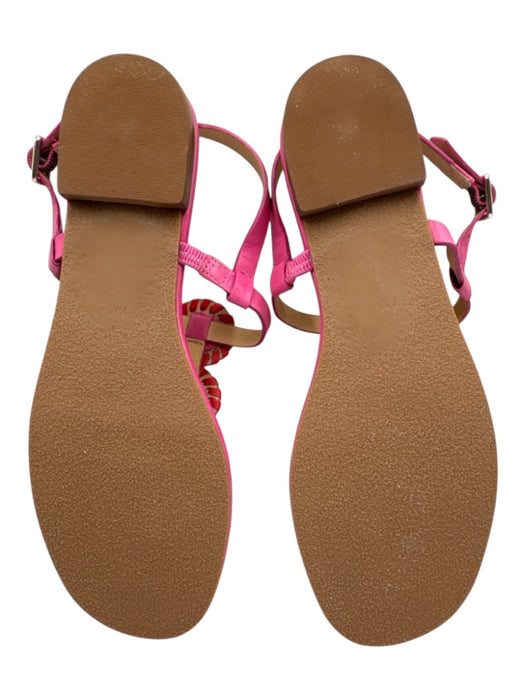 Jack Rogers Shoe Size 7 Pink & Red Leather Upper Thong Whipstitch Flat Sandals Pink & Red / 7