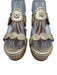 Jack Rogers Shoe Size 5 Light Gold Leather Upper Cork Sole Whipstitch Sandals Light Gold / 5