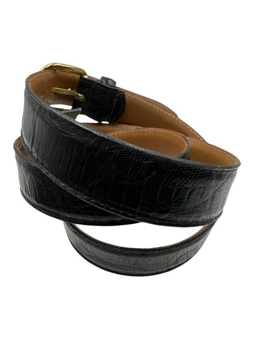 No Brand Black Leather Solid Men's Belt Black