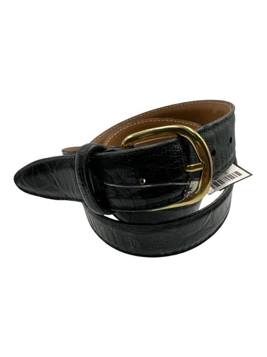 No Brand Black Leather Solid Men's Belt Black