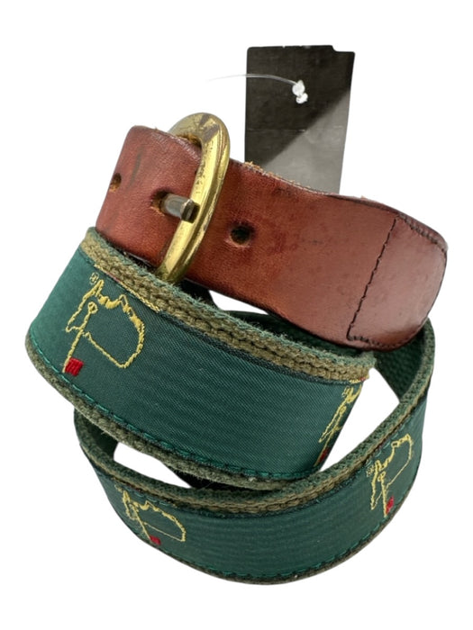 Masters AS IS Green Leather All Over Print Men's Belt Green
