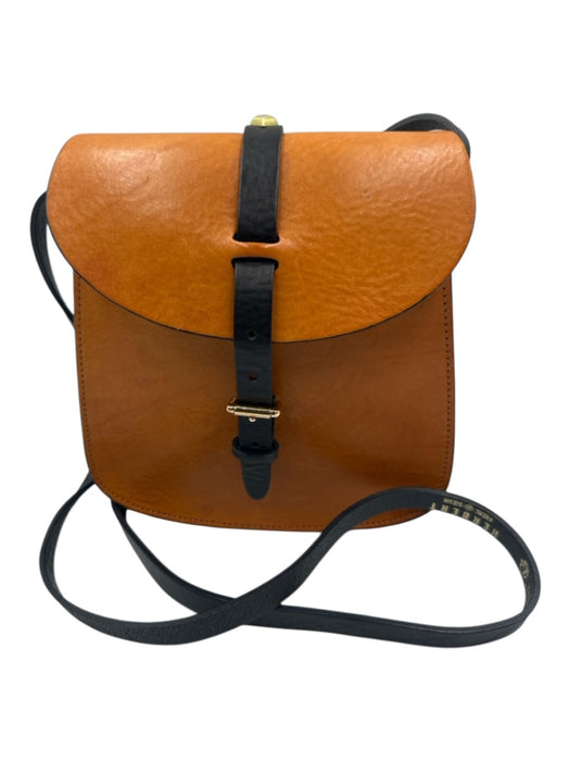 Herbert Frere Soeur Brown, Blue, Black Leather Color Block Buckle Flap Bag Brown, Blue, Black / S