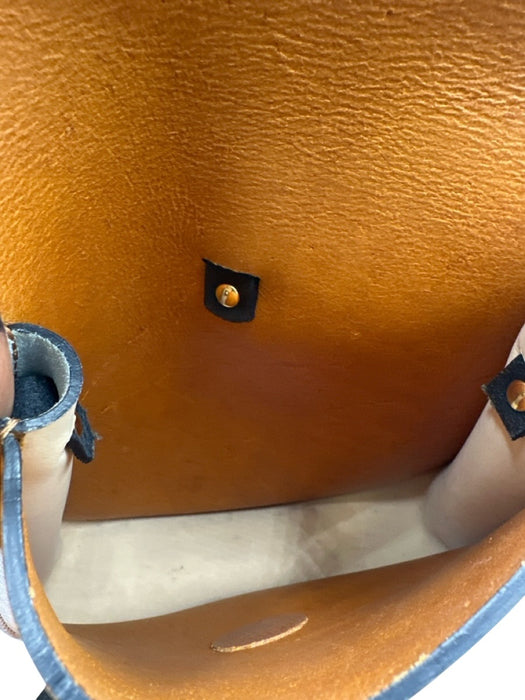Herbert Frere Soeur Brown, Blue, Black Leather Color Block Buckle Flap Bag Brown, Blue, Black / S