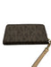 Michael Kors Brown & Beige Leather Gold Tone Hardware Monogram Zip Wallets Brown & Beige