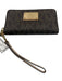 Michael Kors Brown & Beige Leather Gold Tone Hardware Monogram Zip Wallets Brown & Beige