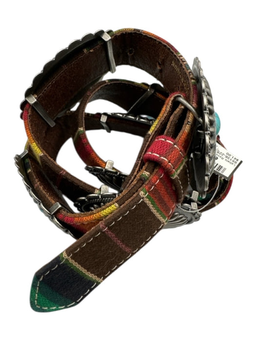Ariat Brown & Multi Leather Textile Pewter Hardware Turquoise Western Belts Brown & Multi / L