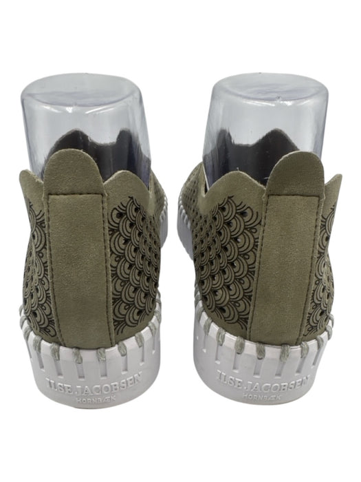 Ilse Jacobsen Shoe Size 39 Olive Green & White Laser Cut Platform Sneakers Olive Green & White / 39