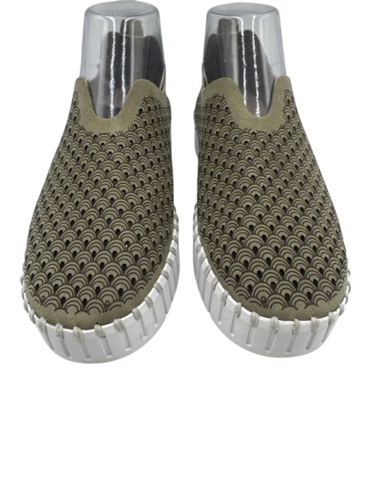 Ilse Jacobsen Shoe Size 39 Olive Green & White Laser Cut Platform Sneakers Olive Green & White / 39