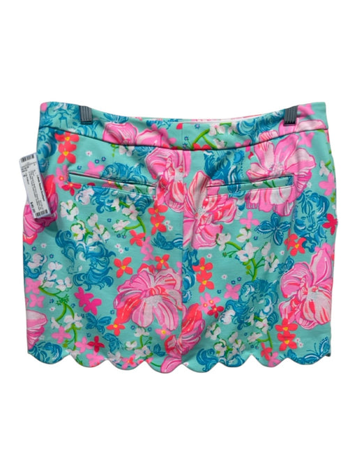 Lily Pulitzer Size 6 Pink, Aqua & Multi Print Rayon Blend Zip & Button Skort Pink, Aqua & Multi Print / 6