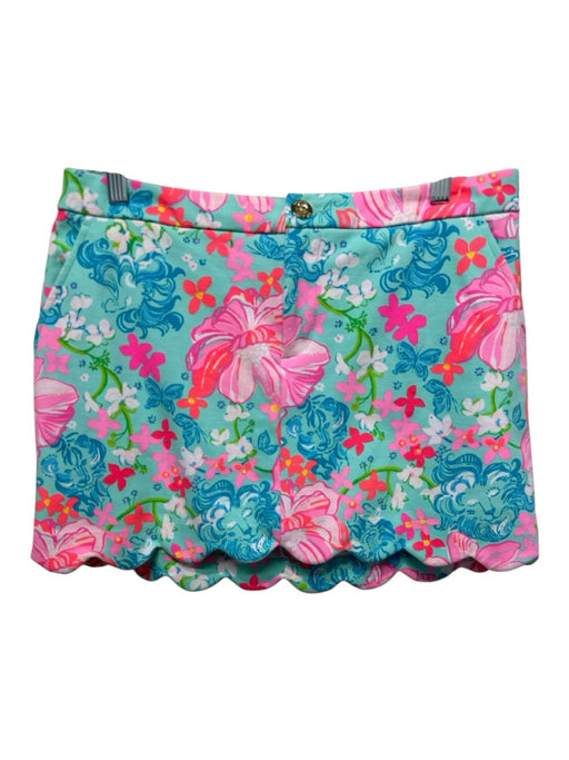 Lily Pulitzer Size 6 Pink, Aqua & Multi Print Rayon Blend Zip & Button Skort Pink, Aqua & Multi Print / 6