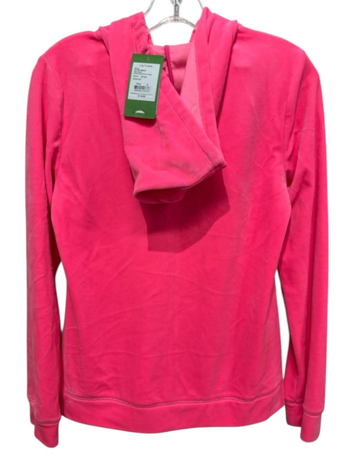 Lilly Pulitzer Size S Hot Coral Polyester Velour Gold Zipper Hood Zip Up Jacket Hot Coral / S