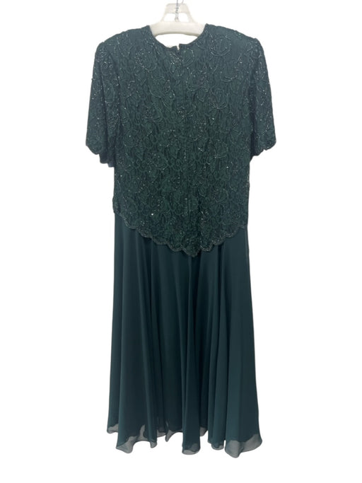 Brilliante Size XL Emerald Green Polyester Blend Short Sleeve Lace Overlay Gown Emerald Green / XL