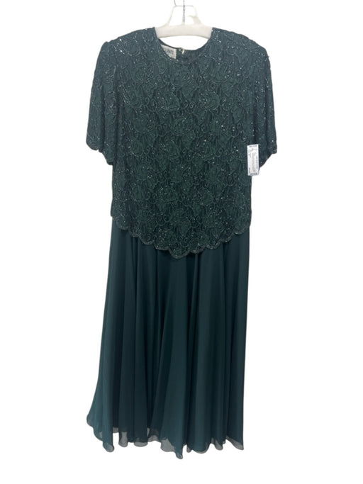 Brilliante Size XL Emerald Green Polyester Blend Short Sleeve Lace Overlay Gown Emerald Green / XL