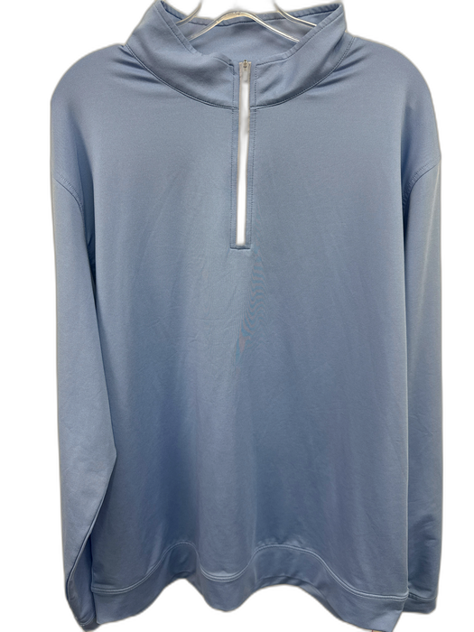Peter Millar Size XXL Blue Synthetic Solid Quarter Zip Men's Long Sleeve Shirt Blue / XXL