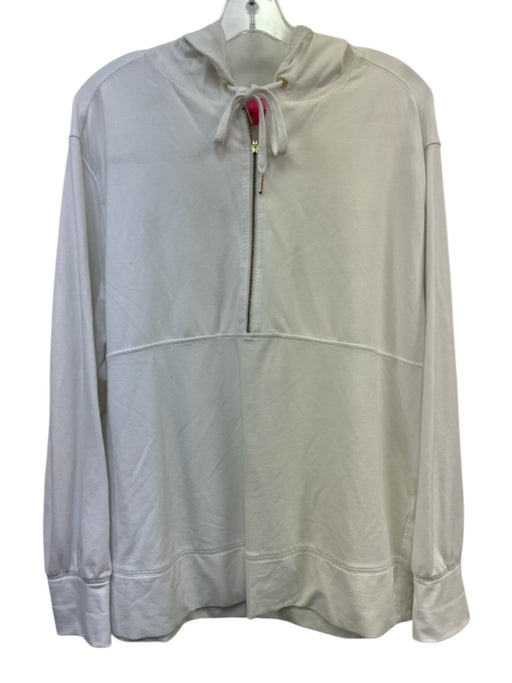 Lilly Pulitzer Size M White Cotton Blend Quarter Zip Hooded Jacket White / M