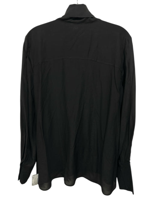 COS Size 10 Black Viscose Semi Sheer Tie Neck Long Sleeve V Neck Top Black / 10