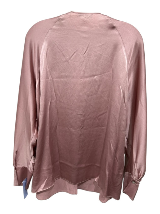 Vince Size M Light Pink Silk Keyhole Front Long Balloon Sleeve Tie Detail Top Light Pink / M