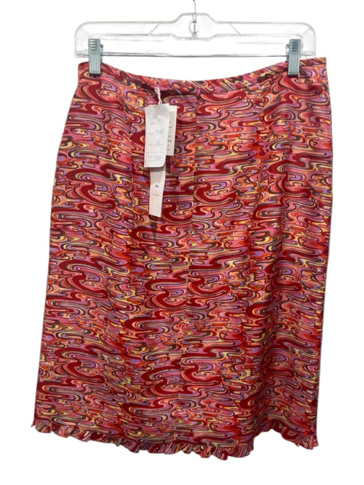 Nanette Lepore Size 8 Pink, Orange & Multi Silk Abstract Wavy Print Skirt Pink, Orange & Multi / 8