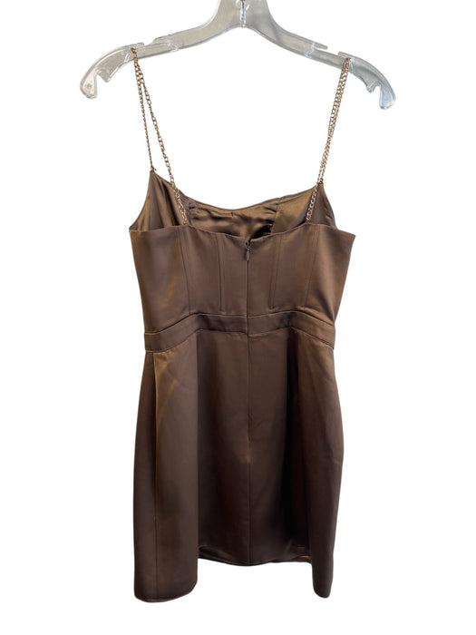 Retrofete Size XS Brown Acetate & Polyester Satin Bodice Chain Strap Dress Brown / XS