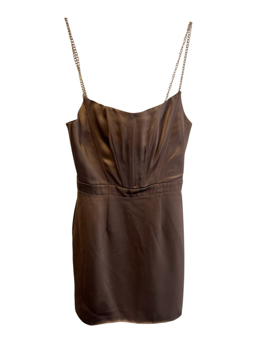 Retrofete Size XS Brown Acetate & Polyester Satin Bodice Chain Strap Dress Brown / XS