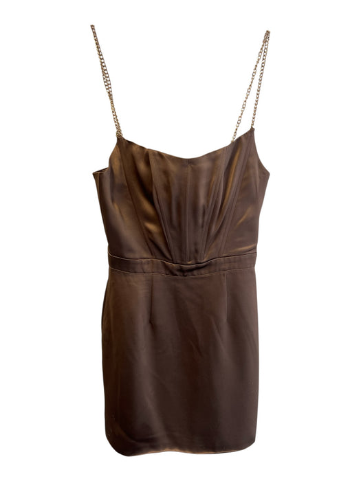Retrofete Size XS Brown Acetate & Polyester Satin Bodice Chain Strap Dress Brown / XS