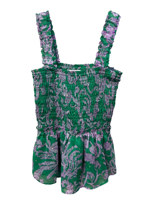 Lilly Pulitzer Size XS Green Polyester Metallic smocked Sleeves Tank Top Green / XS