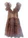 DX Collection Size S Pink Polymide Tulle Floral Tiered Mini Dress Pink / S