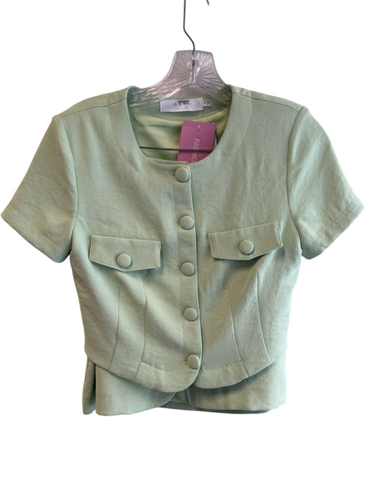 ASTR The Label Size XS Green Polyester Solid Flap Pockets Mini Skirt Set Green / XS
