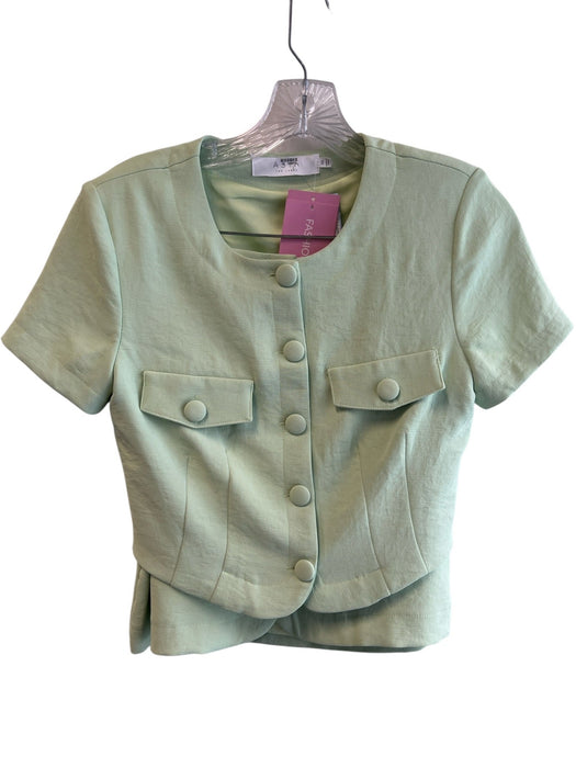 ASTR The Label Size XS Green Polyester Solid Flap Pockets Mini Skirt Set Green / XS