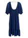 Hill House Size M Dark Blue Polyester Short Puff Sleeve Shirred Bodice Dress Dark Blue / M
