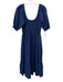 Hill House Size M Dark Blue Polyester Short Puff Sleeve Shirred Bodice Dress Dark Blue / M